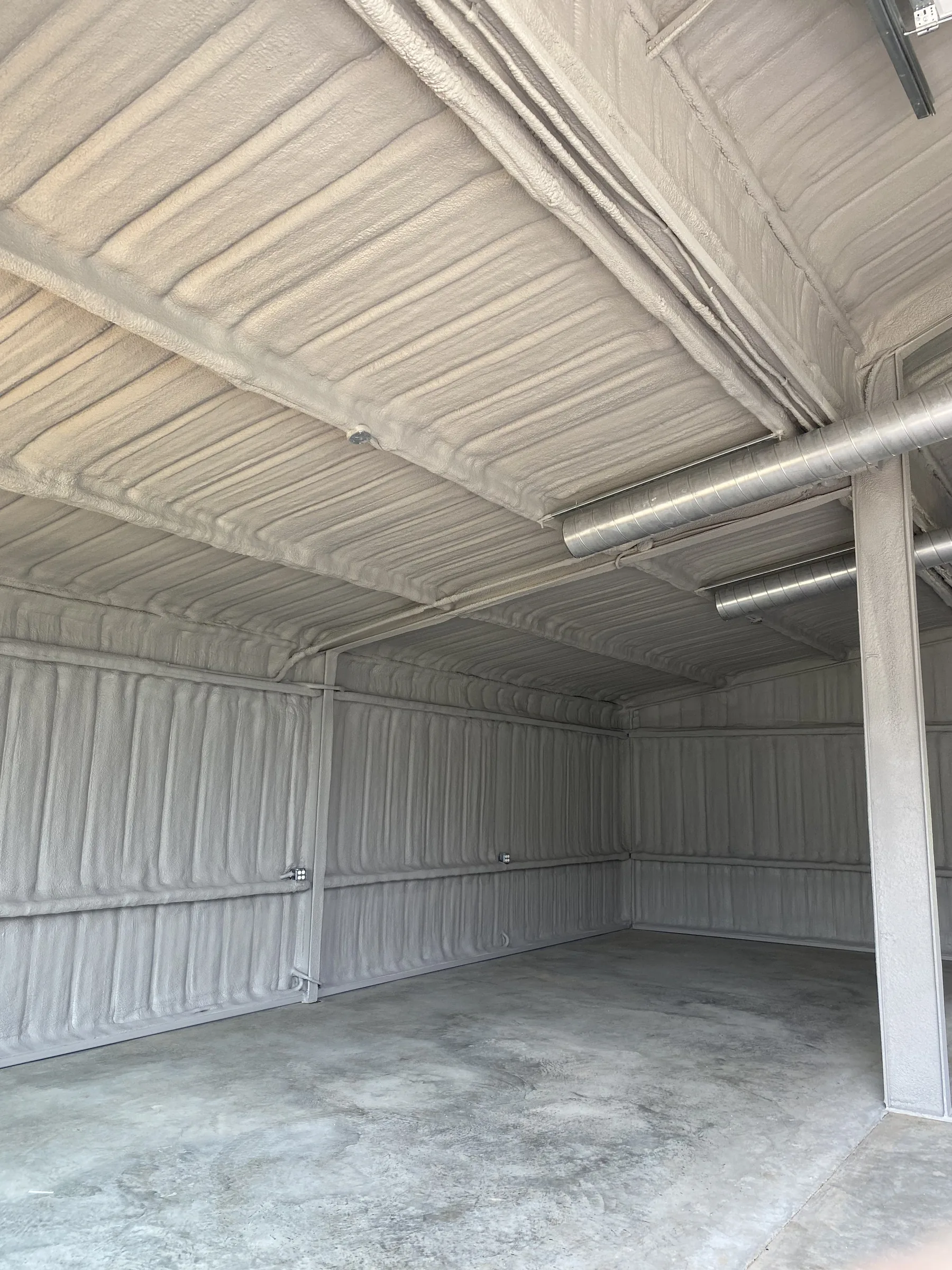 Glen Rose metal building after spray foam installation and finish work