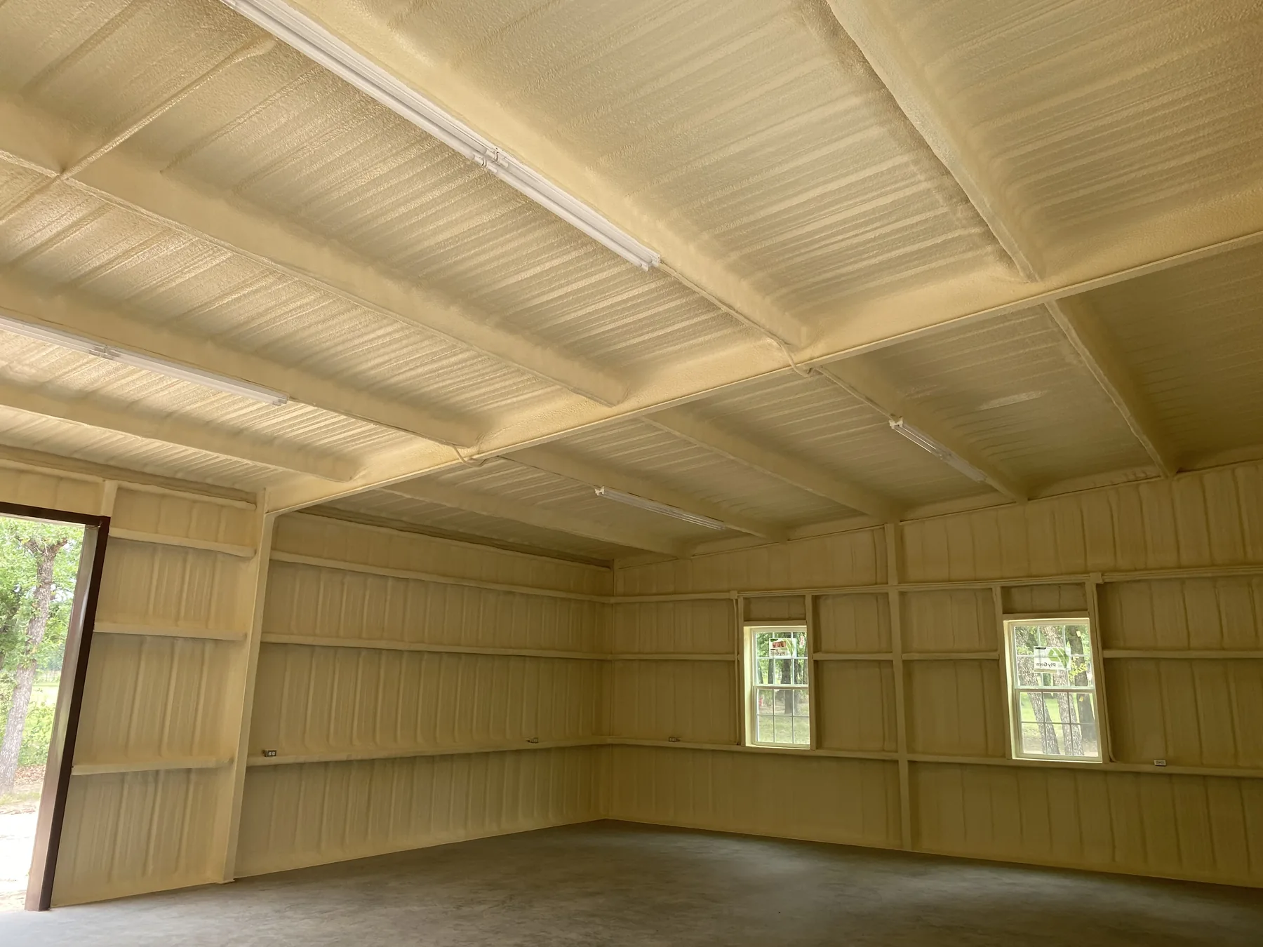 Granbury metal shop after closed-cell spray foam installation