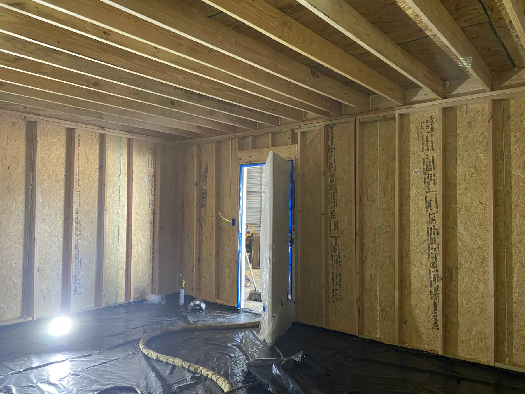 Meridian storage building before closed-cell spray foam